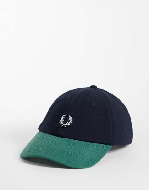 Fred Perry – Pikee-Kappe mit Colourblock-Design in Marineblau und Grün - view 1