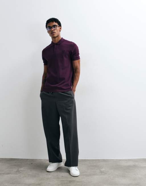 Fred Perry pikétröja med korta ärmar i plommon, 2 av 5