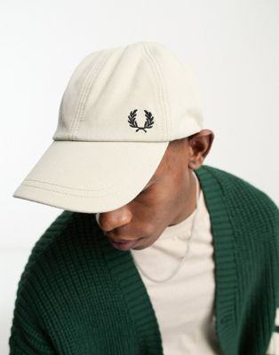 Fred Perry pique baseball cap in beige