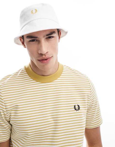 Fred Perry pique bucket hat in white - view 1