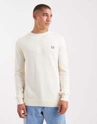 Fred Perry pique knitted jumper in ecru