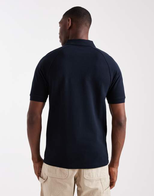 Fred Perry - Piqué poloshirt met rits aan de hals in marineblauw, 3 van 5