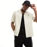[Fred Perry] Fred Perry pique revere collar shirt in ecru-Neutral XS BEIGE