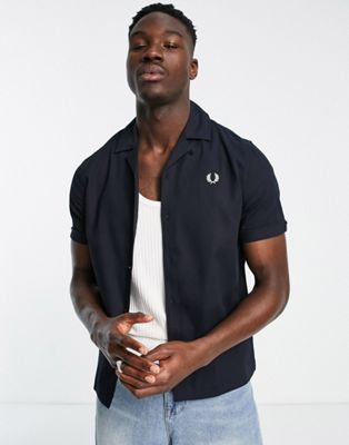 Fred Perry pique revere shirt in navy