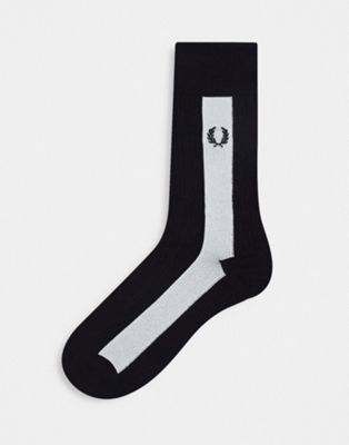 Fred Perry pique stripe socks in black