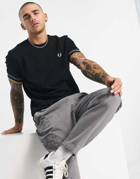 Fred Perry pique t-shirt in black