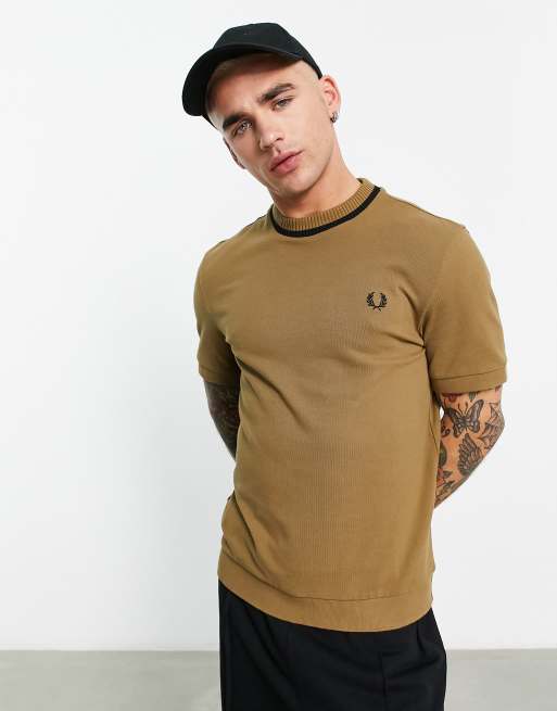 Fred Perry pique t-shirt in tan