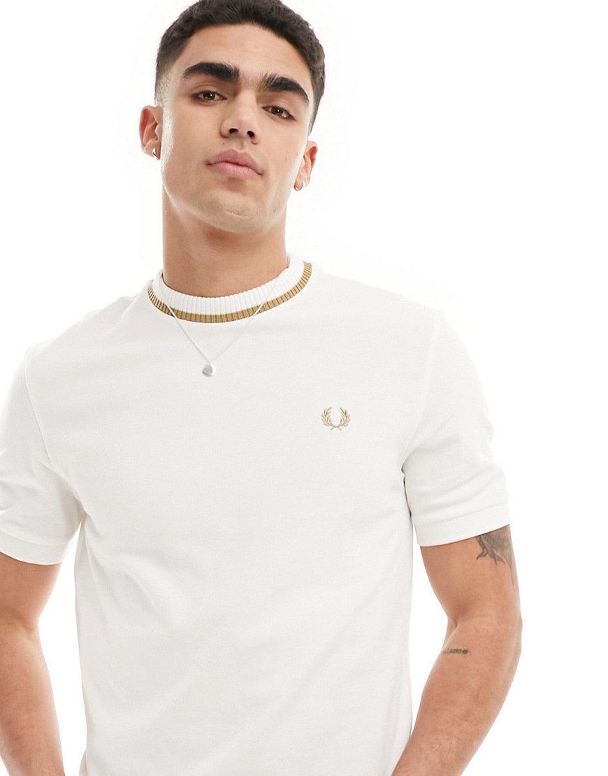 Fred Perry pique t-shirt in white