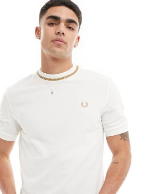 Fred Perry pique T-shirt in white | ASOS