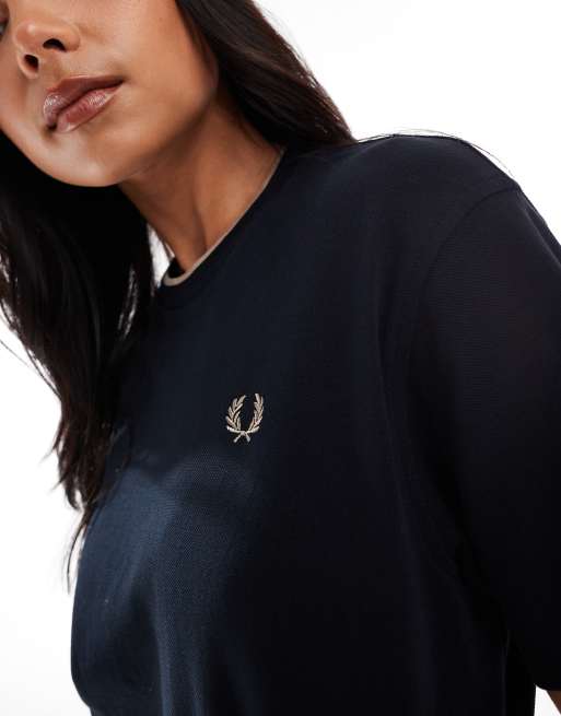Fred Perry - Piqué T-shirt met gekleurd randje in blauw, 3 van 4