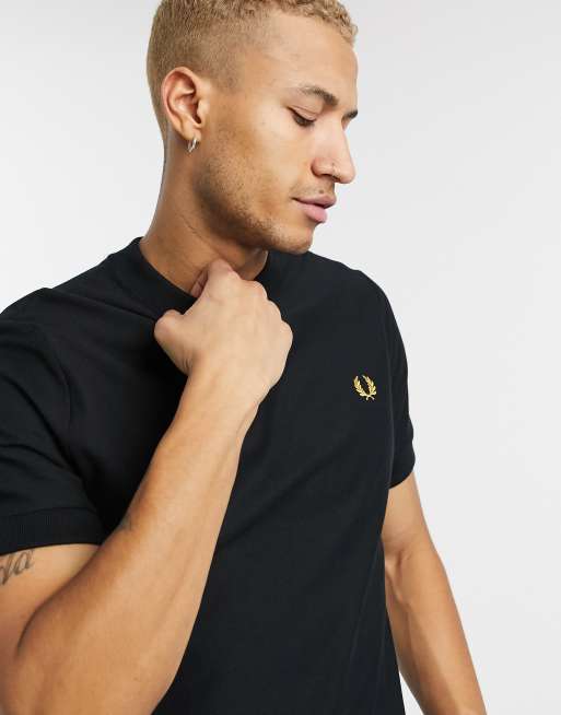 Black and gold fred perry cheap t shirt