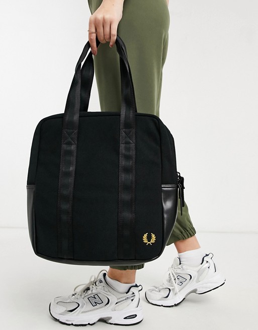 Fred Perry pique tote bag in black