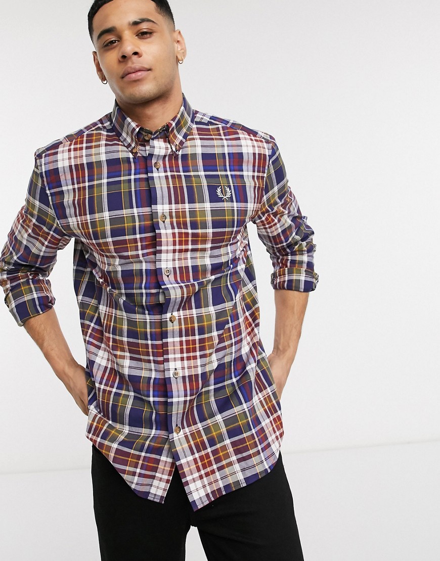 Fred Perry plaid check shirt in navy