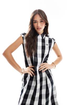 Fred Perry plaid shirt dress in black and white | ASOS