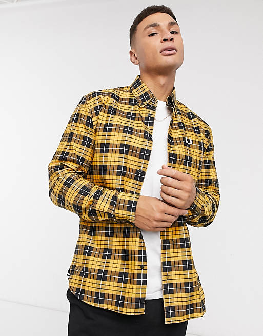 Fred Perry plaid shirt in yellow/black