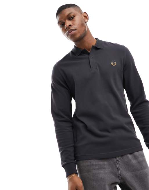 Fred perry long 2024 sleeve polo grey