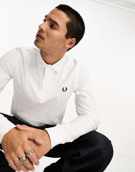 Fred perry long sleeve polo clearance white