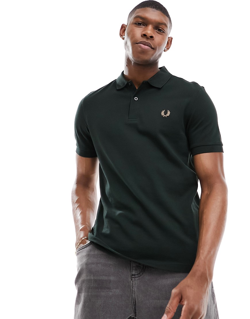 Fred Perry plain polo in dark green