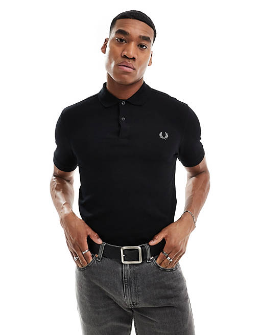 Fred Perry plain polo shirt in black