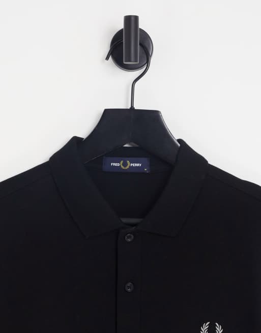 Fred Perry plain polo shirt in black, 4 of 4