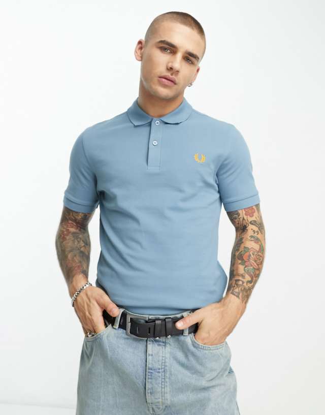 Fred Perry plain polo shirt in blue