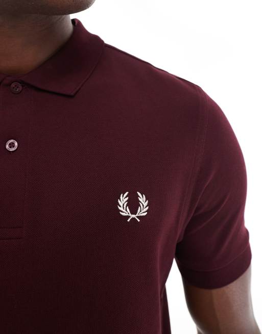 Fred Perry plain polo shirt in burgundy ASOS