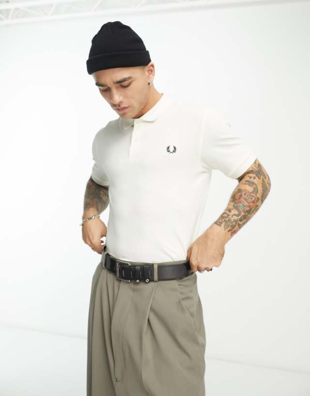 Fred Perry plain polo shirt in cream