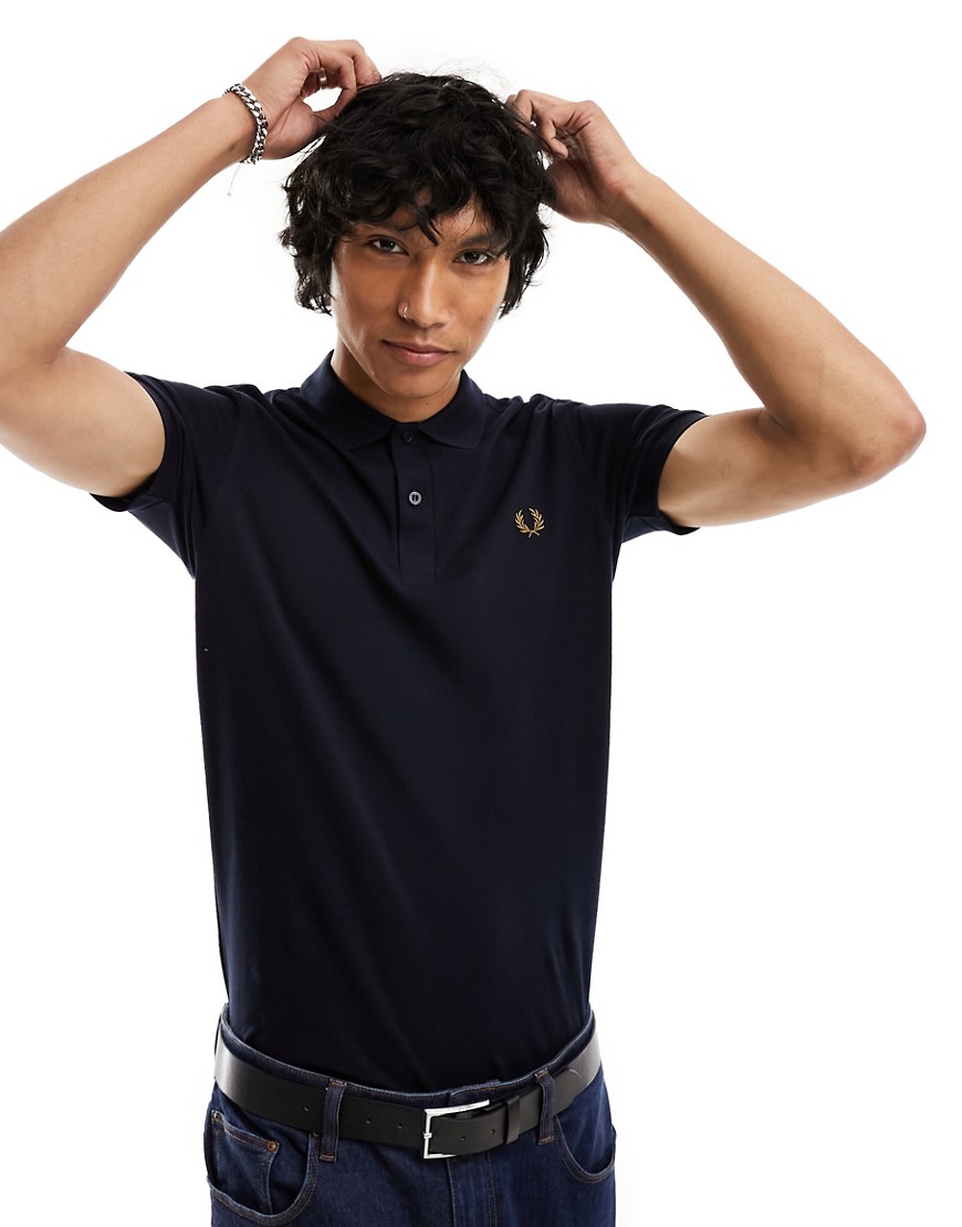 Fred Perry plain polo shirt in navy