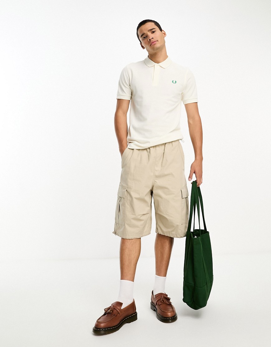 Fred Perry plain polo shirt in off white