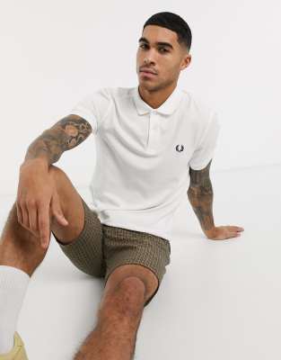 fred perry plain white polo shirt