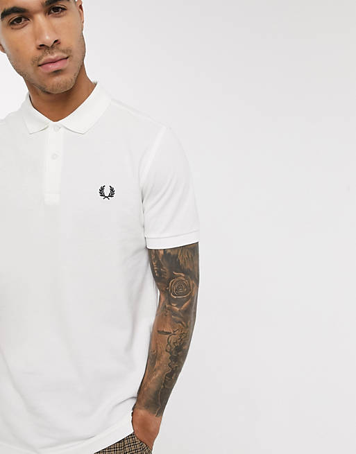 Rijp Verslagen Mam Fred Perry plain polo shirt in white Exclusive at ASOS | ASOS