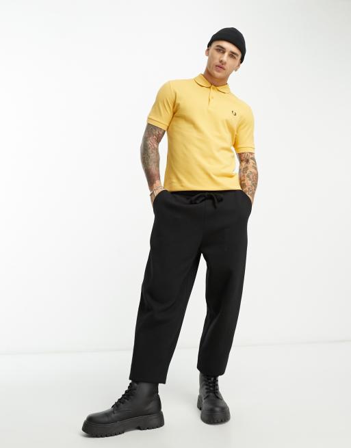 mustard fred perry polo shirt