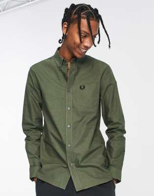 Fred Perry plain shirt in khaki - ASOS Price Checker