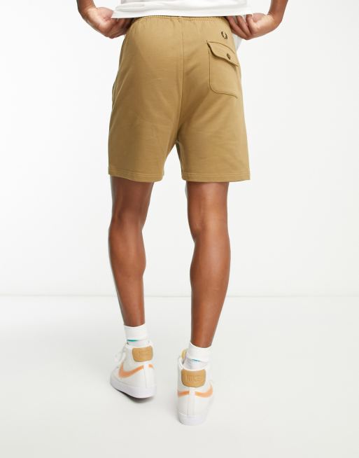 Fred Perry pocket detail jersey shorts in tan | ASOS