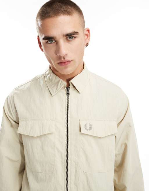 Fred Perry pocket overshirt in beige, 4 of 4