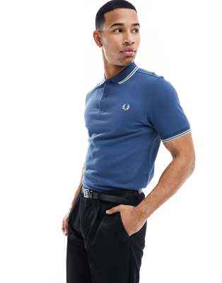 Fred Perry twin tipped polo in bright blue - ASOS Price Checker
