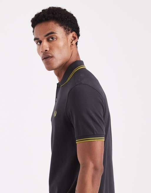 Fred Perry - Polo à double liseré - Gris avec liseré jaune, 4 de 5