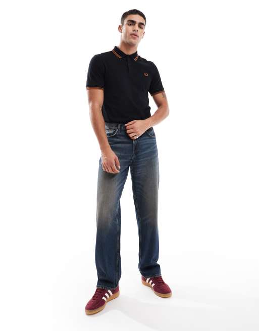 Fred Perry - Polo à double liseré - Noir et orange, 3 de 4
