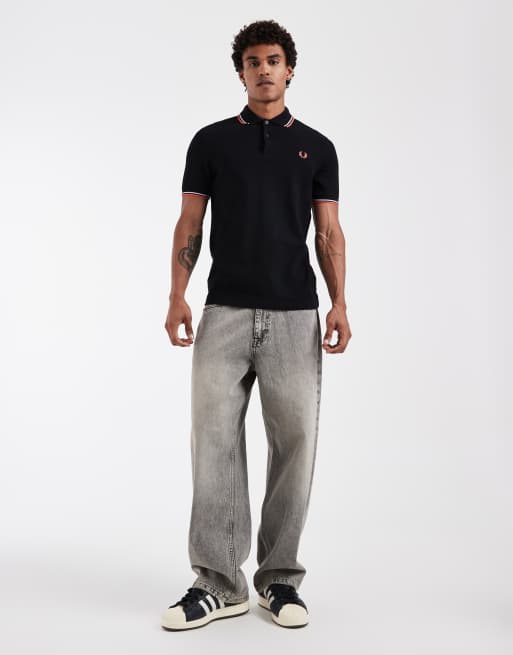 Fred Perry - Polo à double liseré rouge et blanc - Noir, 2 de 5
