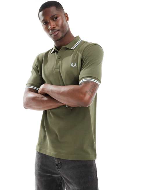 Fred Perry - polo Ralph à double liseré - Vert kaki