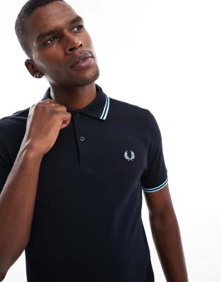Fred Perry - Polo à liseré double - Bleu marine - view 1