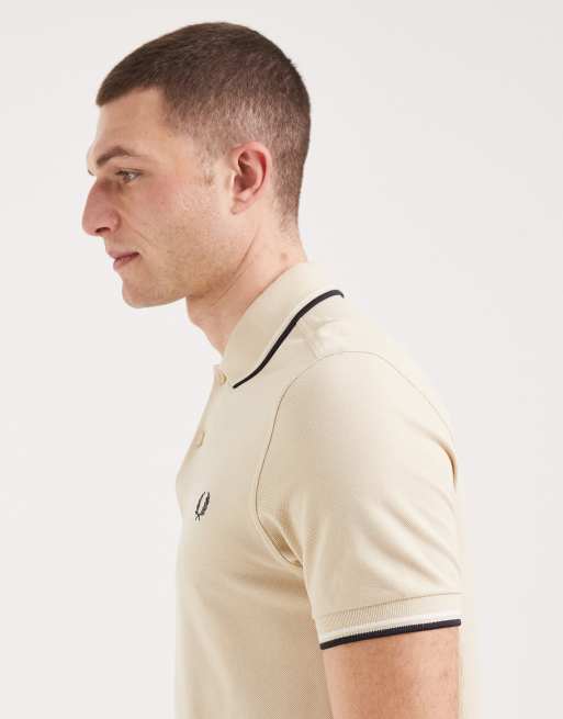 Fred Perry - Polo à logo et liseré double - Beige clair, 4 de 5