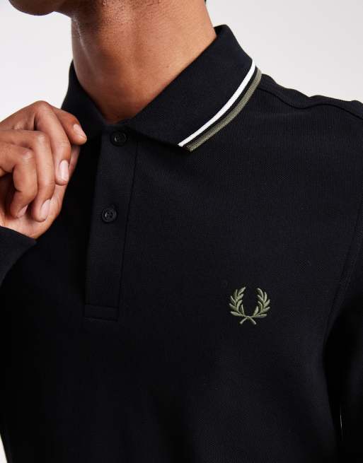 Fred Perry - Polo à manches longues et liserés - Noir, 5 de 5
