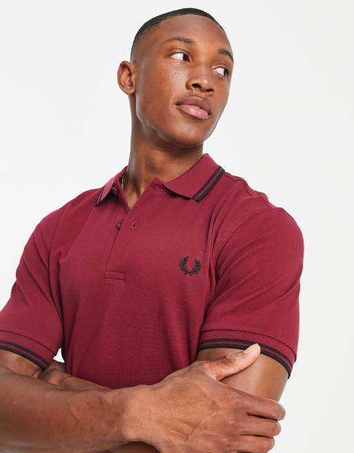 Fred Perry Polo avec bordures deux rayures Rouge ASOS