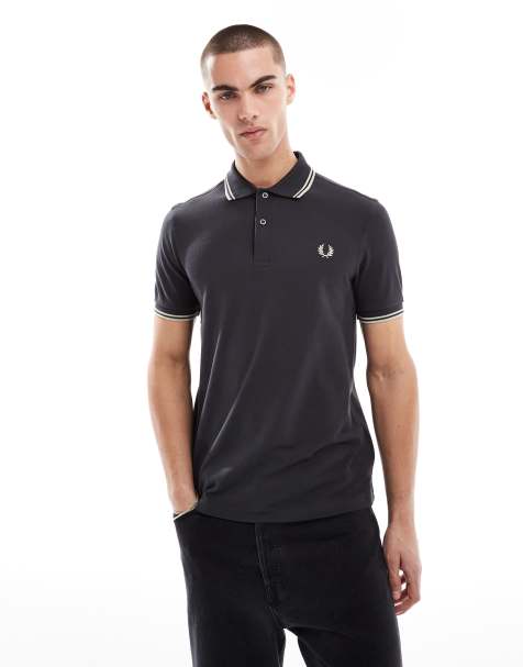 Fred Perry - Polo avec bordures à double rayure - Gris foncé - view 1
