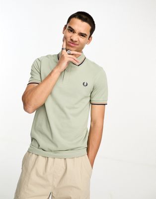 Fred Perry twin tipped polo shirt in light seagrass green - ASOS Price Checker