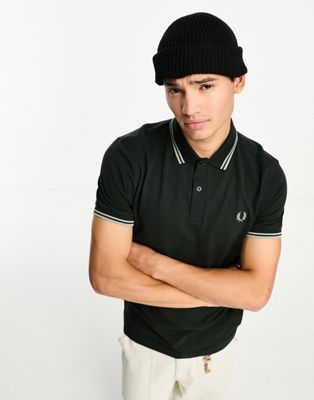 Fred Perry twin tipped polo shirt in seagrass green - ASOS Price Checker