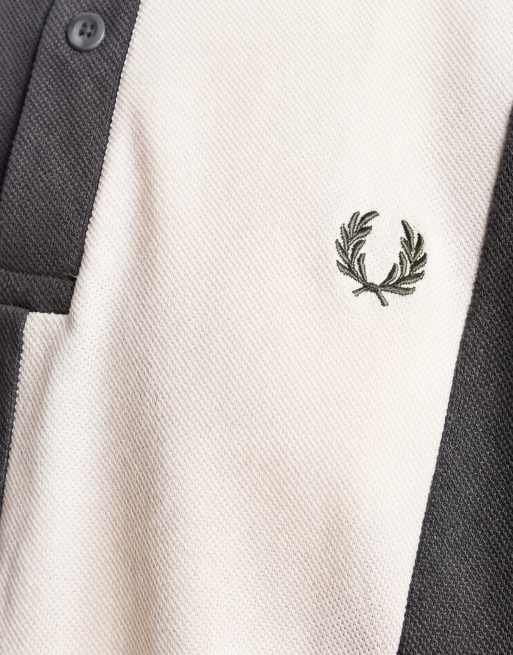 Fred Perry - Polo avec empiècements cousus-collés - Écru et kaki, 8 de 9