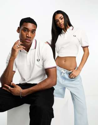 Fred Perry twin tipped logo polo in white/red/navy - ASOS Price Checker