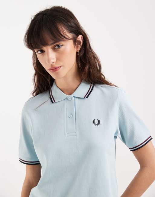 Fred Perry - Polo azzurra con doppia riga a contrasto e logo, 3 di 4